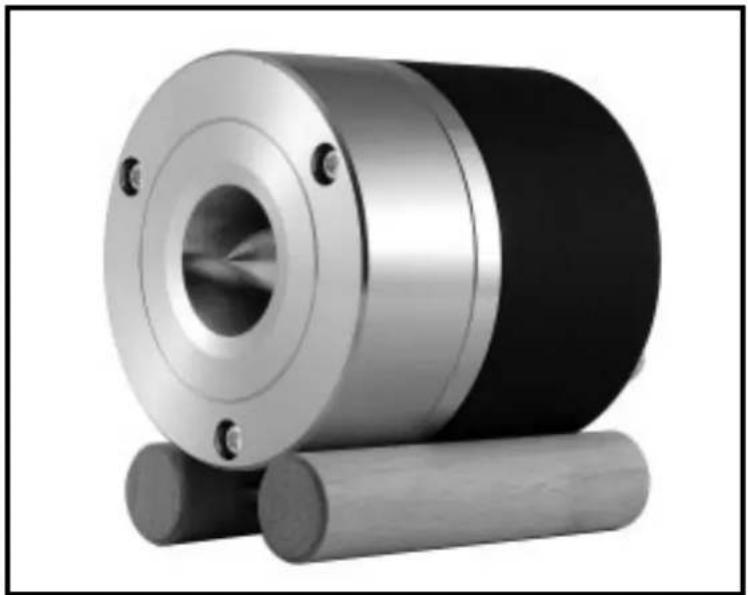 Close-up of a cylindrical mechanical component with two cylindrical pins, no visible text or symbols.