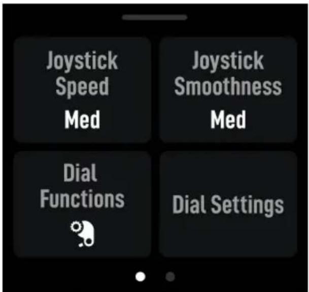 Joystick Speed Med Joystick Smoothness Med Dial Functions Dial Settings