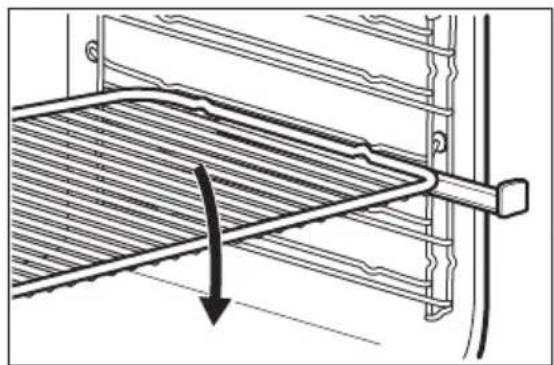 Technical line drawing of a mechanical component with a downward arrow indicating a force or direction (no text or symbols present)
