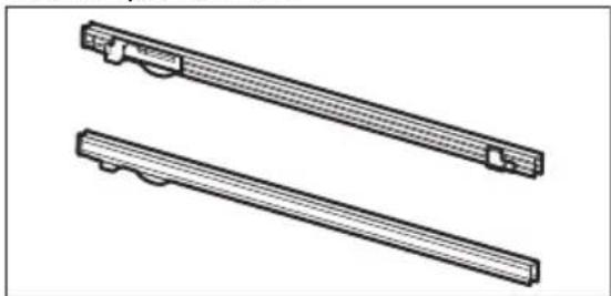 Technical line drawing of two mechanical components with grooves and mounting holes (no text or symbols)