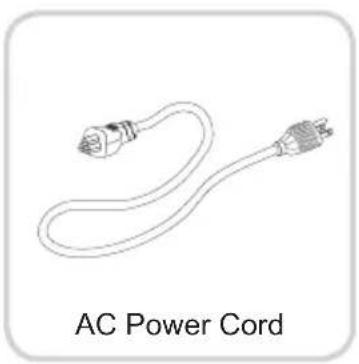 Line drawing of an AC power cord with two connectors (no text or symbols on the diagram itself)