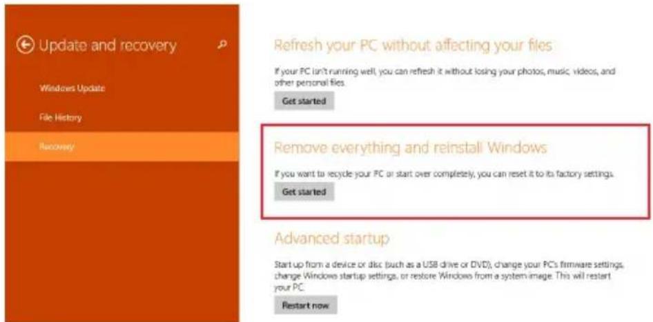 Update and recovery Windows Update File History Recovery Refresh your PC without affecting your files If your PC isn't running well, you can refresh it without losing your photos, music, videos, and other personal files. Get started Remove everything and reinstall Windows If you want to recycle your…