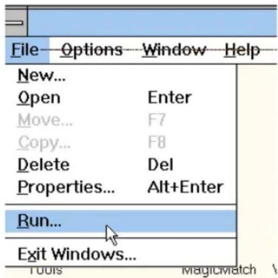 File Options Window Help New... Open Enter Move... F7 Copy... F8 Delete Del Properties... Alt+Enter Run... Exit Windows... TOOLS MAGICMATCH