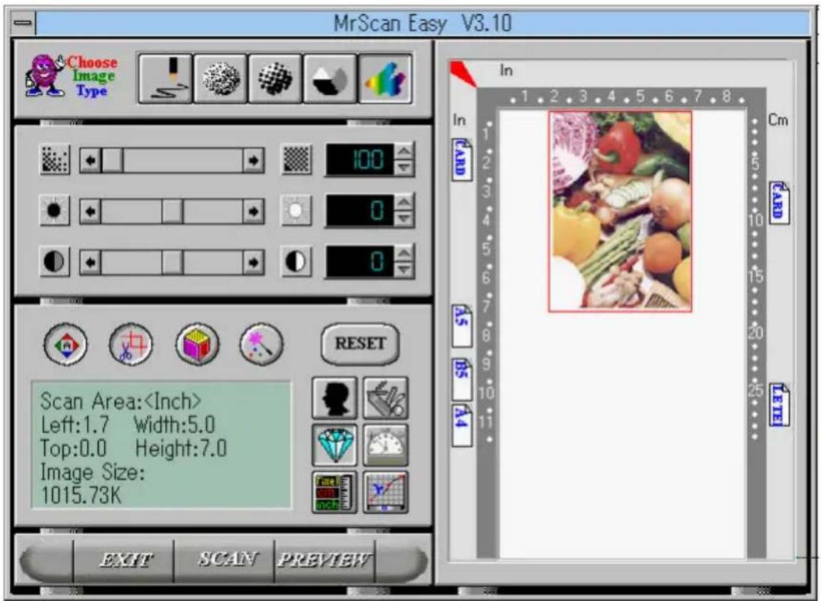 MrScan Easy V3.10 Choose Image Type 100 0 0 In Cm 1 2 3 4 5 6 7 8 In CARD 5 CARD 10 A5 8 7 6 5 4 3 2 15 Image Size: 1015.73K SCAN Area: Left:1.7 Width:5.0 Top:0.0 Height:7.0 Image Size: 1015.73K EXIT SCAN PREVIEW