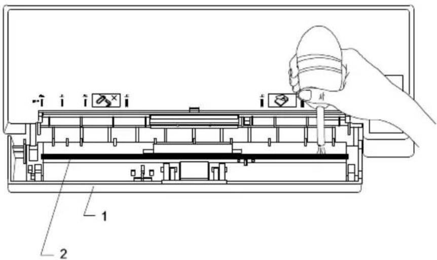 Technical diagram of a computer RAM module with labeled components and a hand inserting a component into the memory.