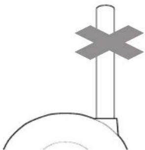 Simple line drawing of a cross-shaped object above a curved base (no text or symbols)