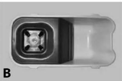 Top-down view of a mechanical component with a central square feature and four protrusions (no text or symbols visible)