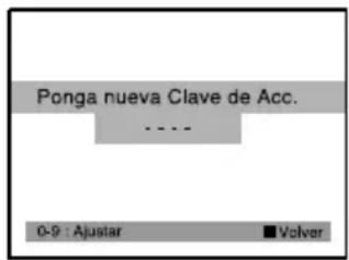 Ponga nueva Clave de Acc. 0-9 : Ajustar ■ Volver