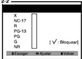 X NC-17 R PG-13 PG G NR [✓ : Bloquear] Escoger Ajustar Volver