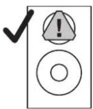 Warning symbol with checkmark and exclamation mark inside a document box