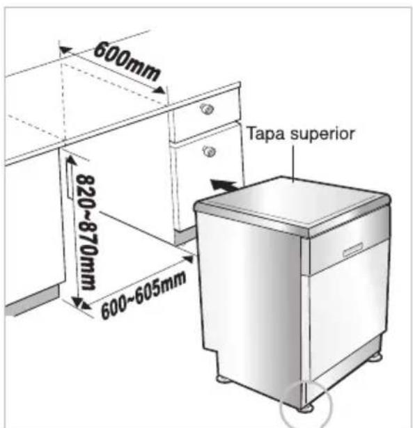 600mm 820~870mm 600~605mm Tapa superior