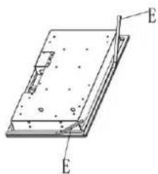 Technical diagram of a rectangular electronic component with labeled pins (E), no readable text or symbols present.