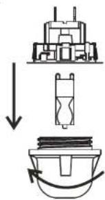 Diagram illustrating a mechanical assembly with labeled components and directional arrows indicating motion or force.