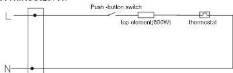 Push -button switch top element(800W) thermostat L N