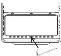 Technical line drawing of a mechanical component with mounting holes and a central rectangular frame (no text or symbols)