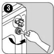 Diagram showing a hand adjusting a door lock mechanism with numbered label 3