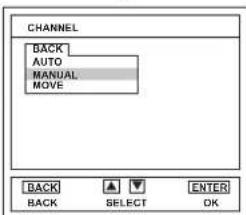 CHANNEL BACK AUTO MANUAL MOVE BACK BACK SELECT ENTER OK