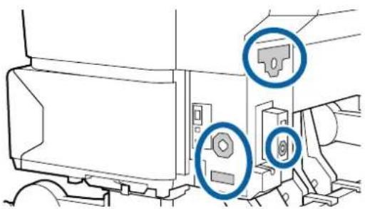 Technical line drawing of a mechanical component with two highlighted circular features (no text or symbols)