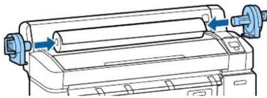 Technical line drawing of a printer with two rollers and adjustment knobs (no text or symbols)