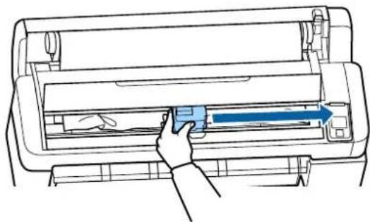 Line drawing of a printer with a hand pressing down on the cover (no text or symbols)