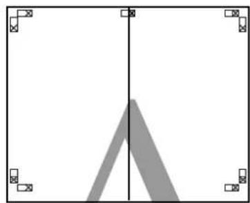 Simple geometric diagram with a central triangle and surrounding square markers (no text or symbols)