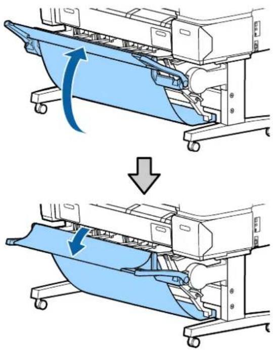 Diagram showing a blue fabric being opened into a machine, with no text or symbols present.