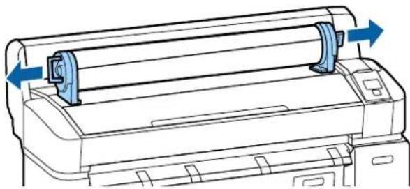 Line drawing of a printer with a roller being inserted, showing no text or symbols