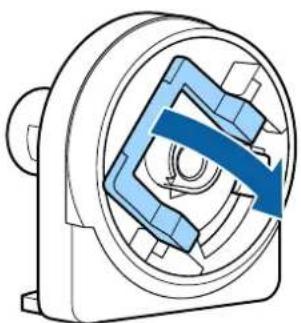 Mechanical component diagram showing a rotating assembly with blue arrows indicating direction (no text or symbols)