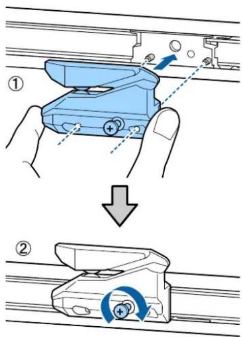 Diagram illustrating a mechanical assembly process with labeled steps and directional arrows indicating motion or movement.