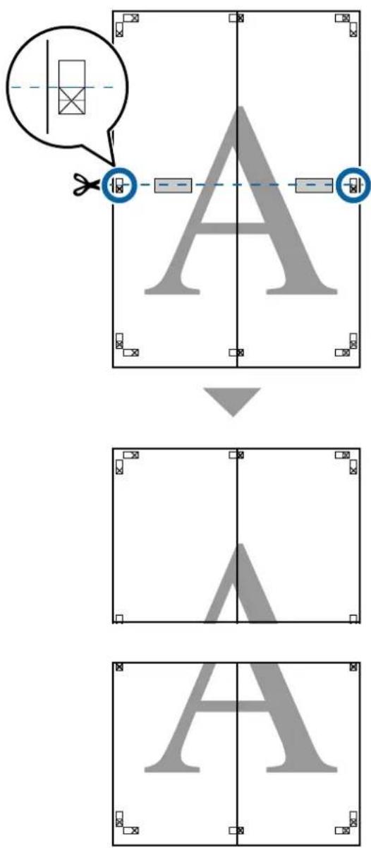 Diagram illustrating the step-by-step transformation of a large letter 'A' into two blank spaces, with a magnified inset showing a small geometric sketch.