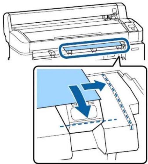 Diagram showing a printer with a blue arrow indicating compression or disassembly process (no text or symbols present)