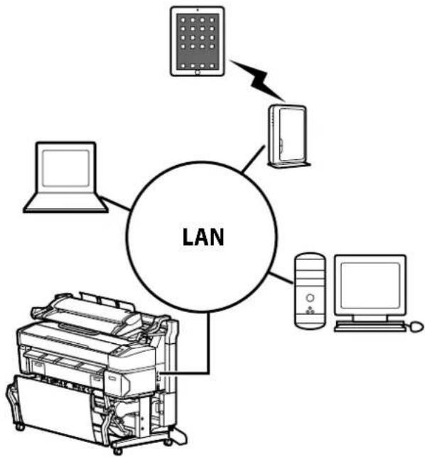 graph TD A["LAN"] --> B["Printer"] A --> C["Server"] A --> D["Computer"] A --> E["Desktop"] F["Radio Station"] --> G["Wireless Signal Transmission"] H["Computer"] --> I["Server"] J["Desktop"] --> K["Server"]