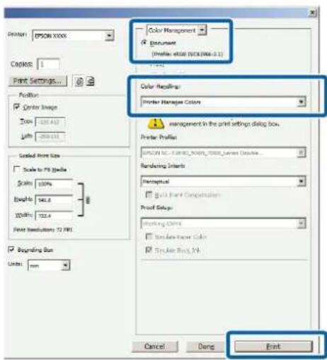 Printer: EPSON XXX Color: 1 Print Settings... Position ✓ Center Image Box: 125.40 Width: 268.11 Scaled From Size ✓ Scale to 79 pixels Scale: 100% Height: 348.2 Width: 722.4 Print Settings: 72 PR ✓ Regarding Box Units: mm Color Management ✓ Document [Profile: 0000 (0000/0000)] Color Headings: Printer…