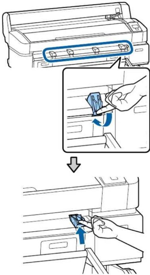 Diagram illustrating the process of inserting a printer into a device, showing step-by-step insertion and cleaning steps.