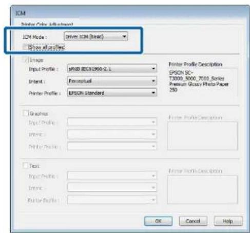 ICM Printer Profile Adjustment ICM Mode: Driver ICM (Basic) Print Profile Image Input Profile: sRGB IEC01956-2.1 Intent: Perospatial Printer Profile: EPSON Standard Printer Profile Description EPSON SC- T3000_5000_7000_Series Premium Glossy Photo Paper 250 Graphics Input Profile: Intent: Printer Pro…
