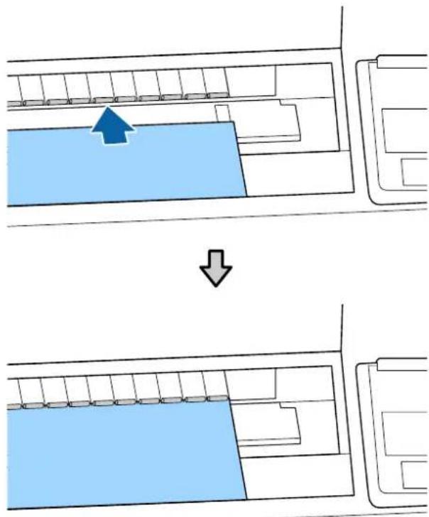 Diagram showing a blue rectangular area being shifted from an upward arrow to a lower portion of a larger area, indicating a change in the measured space.