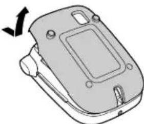 Diagram of a mobile phone casing with a scroll wheel and indicator finger (no text or symbols)