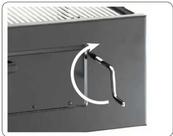 Close-up of a mechanical component with a curved arrow indicating rotation or adjustment (no text or symbols visible)