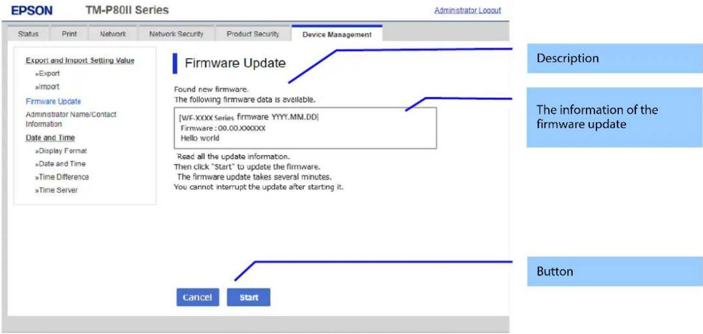 EPSON TM-P80II Series Administrator Looout Status Print Network Network Security Product Security Device Management Export and Import Setting Value »Export »Import Firmware Update Administrator Name/Contact Information Date and Time »Display Format »Date and Time »Time Difference »Time Server Firmwa…
