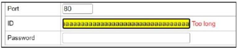 Port 80 ID Too long Password