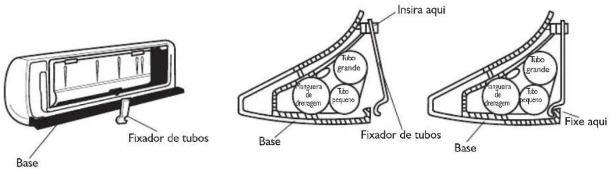 Base Fixador de tubos Insira aqui Tubo grande Tanguiera de drenagem Tubo pequeno Tanguiera de drenagem Tubo grande Tubo pequeno Base Fixador de tubos Base Fixe aqui