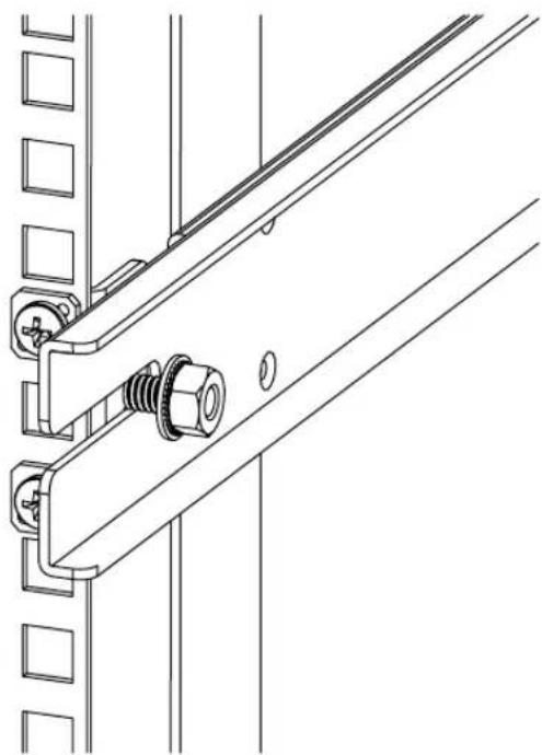 Technical line drawing of a mechanical assembly with bolts and brackets (no text or symbols)