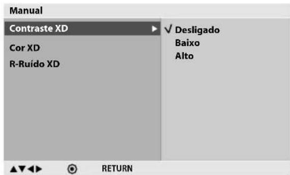 Manual Contraste XD Cor XD R-Ruido XD ✓ Desligado Baixo Alto RETURN