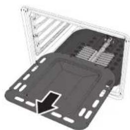 3D diagram of a device casing with internal components and a highlighted section (no text or symbols)