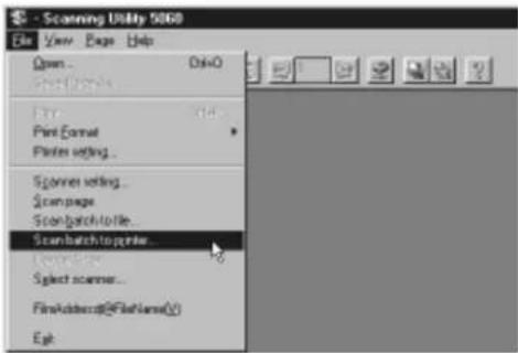 Scanning Utility 5068 File View Pages Help Open... Print Format... Print setting... Scanset voting... Scan pages... Scan batch to printer... Scan batch to file... Select scanner... FileAddress@Filename(D) Edit