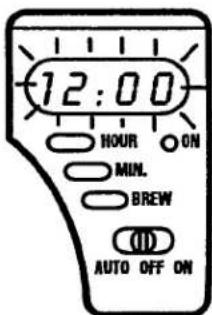 12:00 HOUR ON MIN. BREW AUTO OFF ON