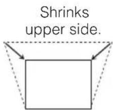 Shrinks upper side.