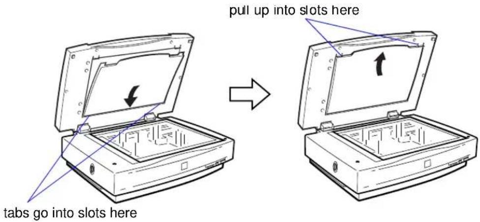 pull up into slots here tabs go into slots here