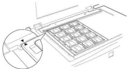 Technical line drawing of a mechanical assembly with a grid-patterned component and an inset magnified view (no text or symbols)