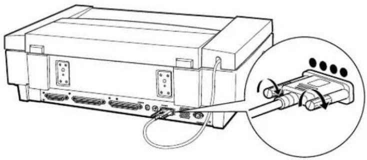 Line drawing of an electronic device with ports and cables, showing a close-up of a cable connector (no text or symbols present)